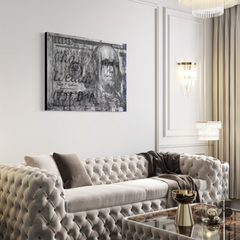 Chase 001 bespoke mixed media artwork on a 48x36 wood panel, blending abstract patterns and vibrant textures, embodying ambition and luxury by House of Saint Henri.